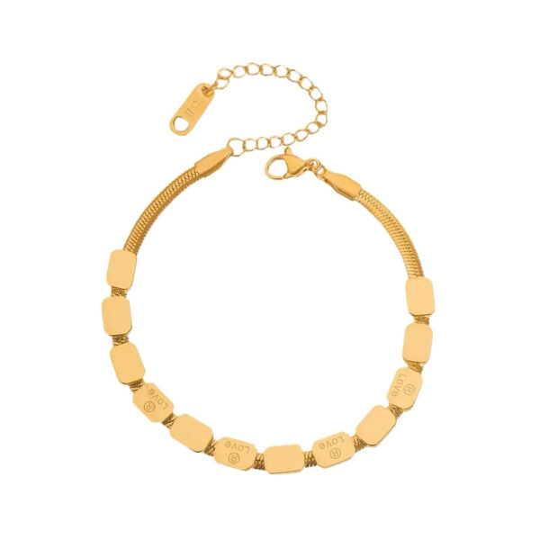 Wholesale LOVE Square Snake Bone Bracelet for Women Retro Niche Design High-grade Feeling Bracelet Titanium Steel Color-free