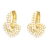 Wholesale Fashion Heart Shape Copper Plating Artificial Pearls Earrings 1 Pair