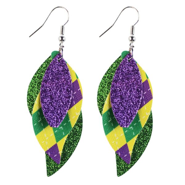 Wholesale  Carnival Leather Earrings Multi-layer Stitching Leather Earrings