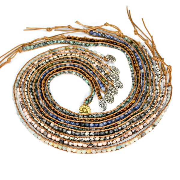 Wholesale Natural Stone Hand-woven Bracelet Women's Bohemian Style Multi-layer Winding Hand Rope Tiger Eye Stone Bracelet