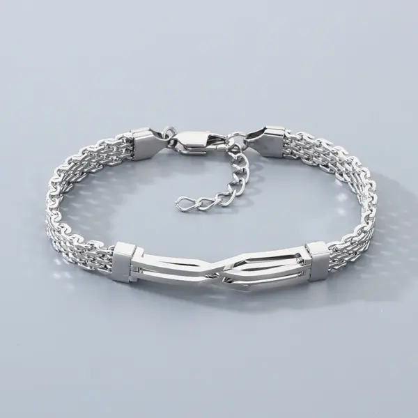 Wholesale Geometric Simple Style Men's Bracelet In 304 Stainless Steel With 18K Real Gold Plated PVD Coating 0.03µm