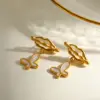 Wholesale Heart Shape Stud Earrings For Women With Claw Setting, 18K Real Gold Plated 304 Stainless Steel Featuring Shell Inlay And PVD Coating