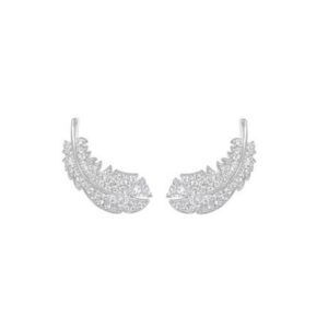 White gold feather earrings