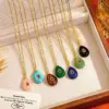 Wholesale Bohemian Water Droplets Pendant Necklace For Women With Gold Stone Texture And Rhinestone Inlay On Cable Chain