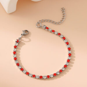 1:1 red 3mm silver bracelet