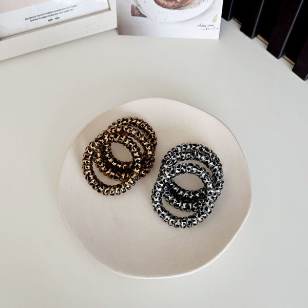 Wholesale Gold and Silver Leopard Print Phone Ring ins Simple Hair Rope Hair Ring Women's Large Telephone Line Hair Ring Hair Accessories