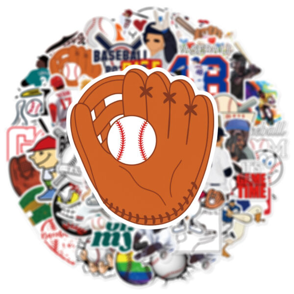 oly-da6f14001b5a591937bbec309b1aad41 Wholesale 50 pieces Baseball graffiti stickers luggage guitar skateboard helmet flat water cup waterproof no glue stickers