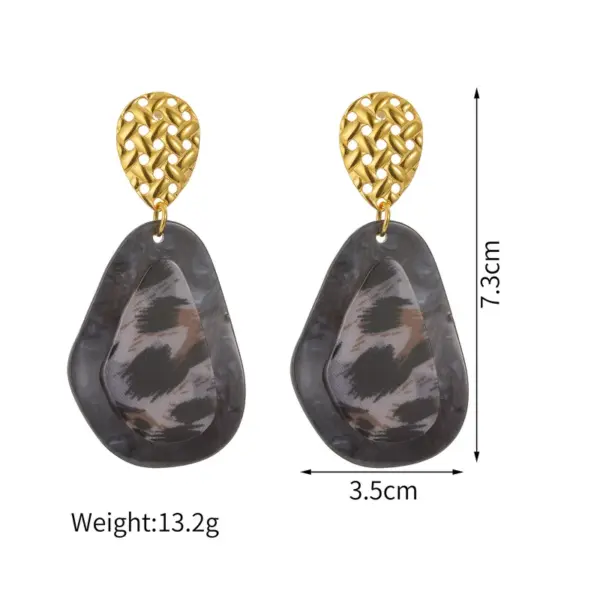 Wholesale Leopard Print Earrings For Women In Maillard Style, Made With Acetic Acid Sheets And 18K Real Gold Electroplated