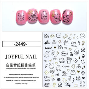 Rabbit paper sticker-gold (wg2449-01)