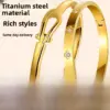 Wholesale Heart Shape Gold Bangle For Women, Waterproof Non Tarnish 304 Stainless Steel With Electroplated And Rhinestones Inlay