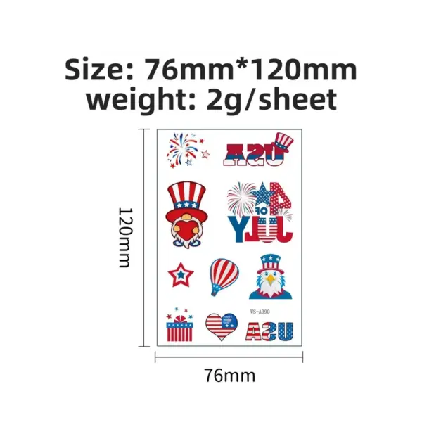 Wholesale New Aluminum Foil Tattoo Stickers Waterproof Sweatproof Independence Day Patriotic Party Face Stickers Easy To Apply And Remove