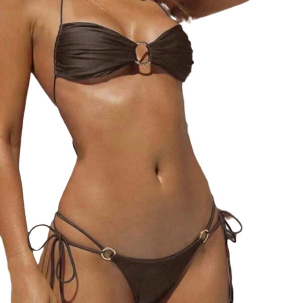 oly-dac37c9e77315553523accc7b86c64ef Wholesale Solid Color Lace-up bikini Sexy Split suit Swimsuit Women's Bikini Swimsuit