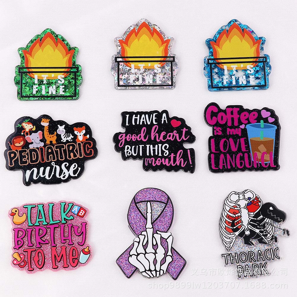 Wholesale New loose powder cross-border cartoon organ medical letter bag jewelry acrylic cute DIY patch accessories