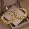 Wholesale Three-dimensional Geometric Earrings For Women In Copper With KC Golden Water Plating And 0.03µm Thick Coating
