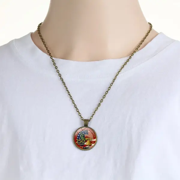 Wholesale American Flag Necklace In Simple Style Featuring Electroplated Bronze Alloy Pendant For Unisex