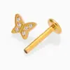 Wholesale 1 Piece Lip Rings Simple Style Commute Crown Butterfly Titanium Steel Inlay Zircon 18K Gold Plated Ear Cartilage Rings & Studs