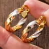 Wholesale Three-dimensional Geometric Earrings For Women In Copper With KC Golden Water Plating And 0.03µm Thickness