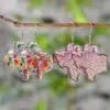 Wholesale Retro Map Print Acrylic Drop Earrings For Women With 304 Stainless Steel Ear Pins