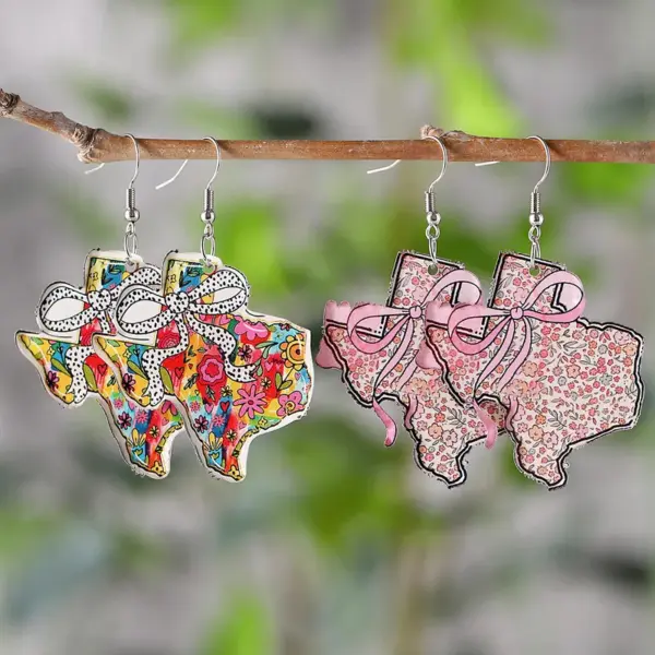 Wholesale Retro Map Print Acrylic Drop Earrings For Women With 304 Stainless Steel Ear Pins