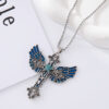 Wholesale Electroplated alloy cross necklace, retro dark style, angel subculture long sweater chain, clavicle chain