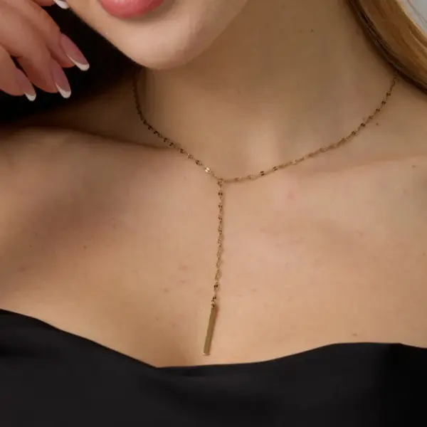 oly-dae9a6a7b0f7049b53bb05e21a3ade8a Wholesale Unisex Rectangle Necklace In 316 Stainless Steel With 14K Real Gold PVD Coated Plating And Box Chain