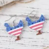Wholesale 1 Pair Retro National Flag Chicken Wood Drop Earrings