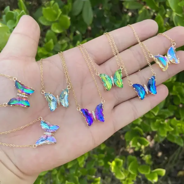 Wholesale PVD Coated 18K Gold Real Gold Plated Butterfly Stainless Steel Elegant Waterproof Non Tarnish 304 Stainless Steel Necklace