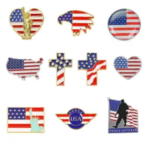 Wholesale American Flag Pin In Zinc Alloy Featuring Enamel Craftsmanship, Stylish Flag Brooches