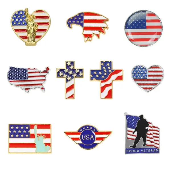 Wholesale American Flag Pin In Zinc Alloy Featuring Enamel Craftsmanship, Stylish Flag Brooches