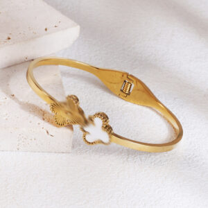 18K Four-leaf Clover Bracelet-Gold White
