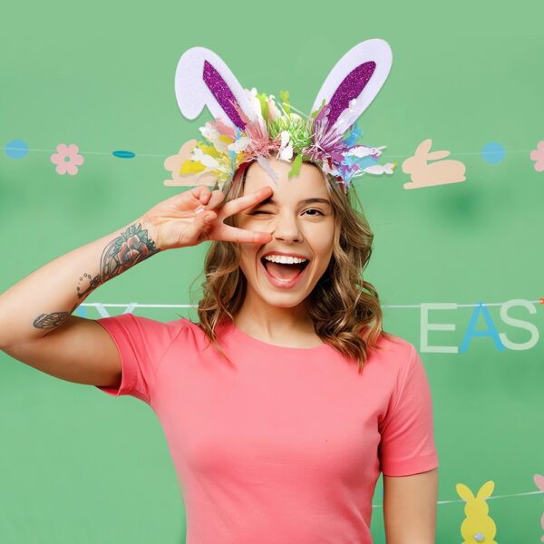 oly-db2014bcfbf226c6ef6e3f81e82db39d Wholesale Easter Decorations Holiday Party Event Costume Cartoon Cute Bunny Rabbit Ear Colorful Striped Headband Hair Accessory