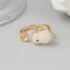 Wholesale Women’s Rabbit Ring In Electroplated Copper With Imitation Pearl Inlay, Simple Style