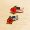 Wholesale Electroplated Alloy Flowers Pin, Flag Brooches For Independence Day Celebration