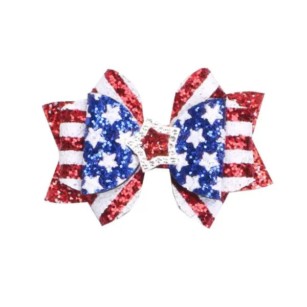 Wholesale Sweet Bow Tie Hairpin In Pu Leather, Perfect Hair Accessory For Summer And Independence Day