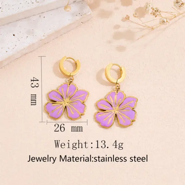 Wholesale Flowers Plasma Earrings For Women In 304 Stainless Steel With 18K Real Gold PVD Coated Plating And 0.03µm Thickness