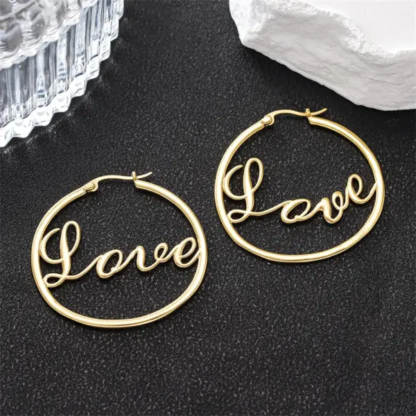 Wholesale Three-dimensional Love Earrings For Women In Copper With KC Golden Water Plating And 0.03µm Thickness