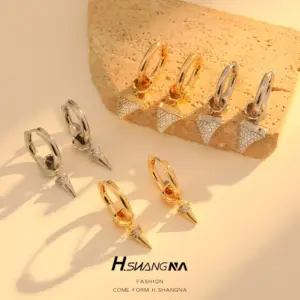 Wholesale Round Drop Earrings For Women With Copper Ear Pins, 14K Real Gold Plated Bezel Setting And Zircon Inlay