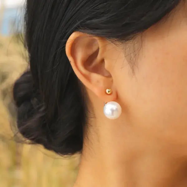 Wholesale 1 Pair Simple Style Classic Style Solid Color Plating Inlay Zinc Alloy Artificial Pearls 18K Gold Plated Ear Studs