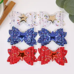 Wholesale Chinese Valentine's Day Bow Hair Clip Children's Onion Pink Star Bow Hair Accessory Festival Hair Accessory