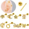 Wholesale 1 Piece Ear Cartilage Rings & Studs Vintage Style French Style Simple Style Star Moon Butterfly 316L Stainless Steel Copper Waterproof Non Tarnish Surgical Steel Zircon