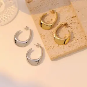 Wholesale PVD Coated 18K Gold Platinum Real Gold Plated Solid Color 304 Stainless Steel Casual Vintage Style Simple Style Waterproof Non Tarnish Ear Studs
