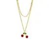 Wholesale Simple Style Double Layer Cross Necklace For Women With Enamel Craft And Electroplated Gold Plating On Cable Chain
