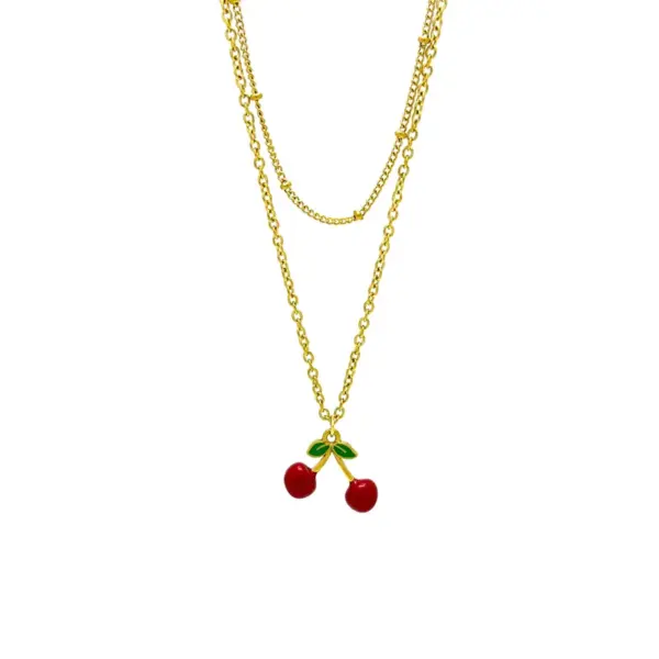 Wholesale Simple Style Double Layer Cross Necklace For Women With Enamel Craft And Electroplated Gold Plating On Cable Chain