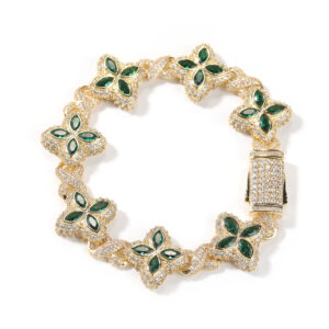 Golden green zirconium / 7inch bracelet