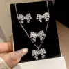 Wholesale Butterfly Necklace For Women In Copper With Zircon Inlay, Sweet Style Jewelry Set, 1 Set