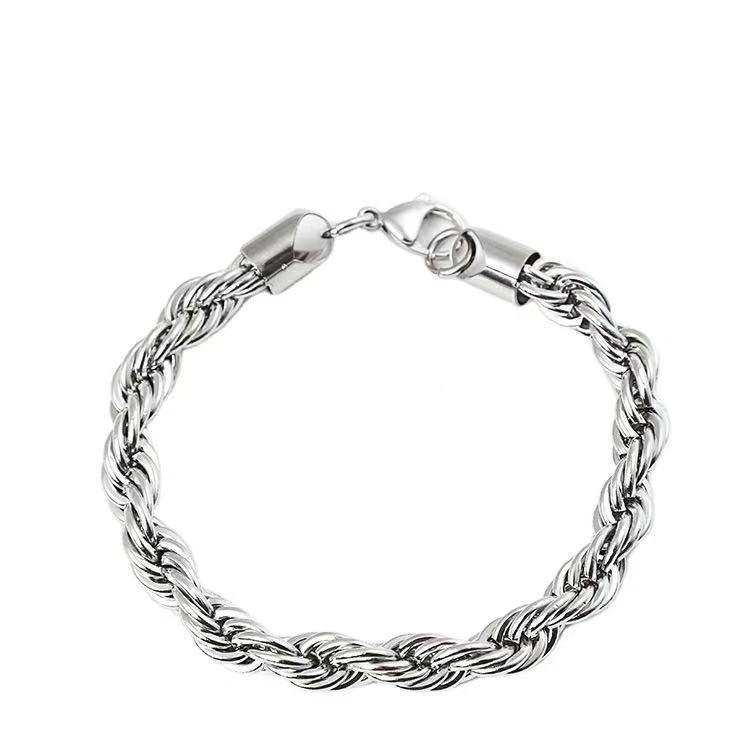 Wholesale European and American Cross-Border Best-Selling Personalized Twist Bracelets, Domineering and Trendyy Titanium Bracelets, Retro Bracelets, E