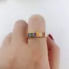 Wholesale Women’s Rectangle Claw Setting Ring In Brass With 18K Real Gold Water Plating And Zircon Inlay