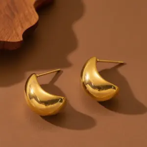 E0341-C Shape-earrings- Gold
