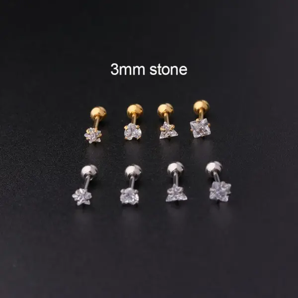 Wholesale 316L Stainless Steel Zircon Ear Cartilage Rings & Studs Geometric Waterproof Non Tarnish Surgical Steel Women'S