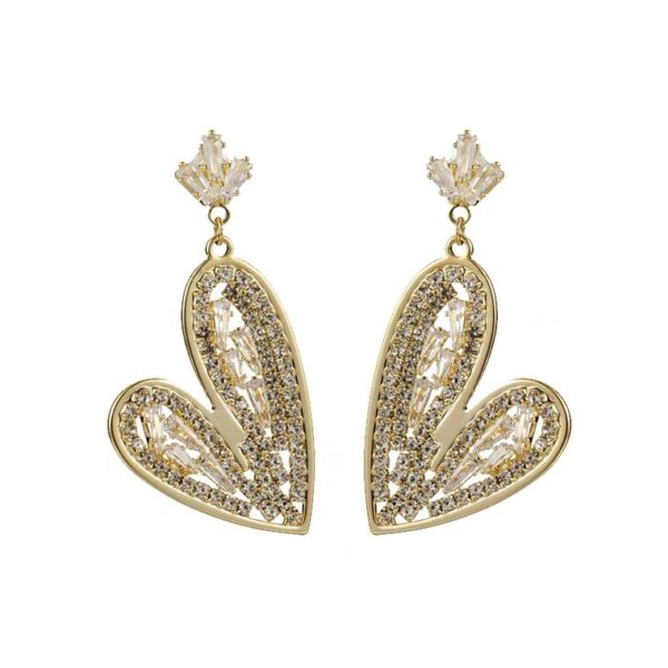 oly-dba77c1f1fb0949eedc4247a9c342331 Wholesale S925 Silver Needle Douyin Same Style Accessible Luxury Style Heart Full Diamond Crystal Earrings Fashionable Elegant High-End Earrings